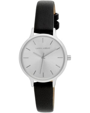 Laura Ashley Clean Black Faux Leather Watch 30mm - White