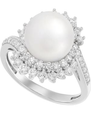 Grown With Love Lab-grown Diamond And White Ming Pearl Ring (3/4 Ct. T.w.