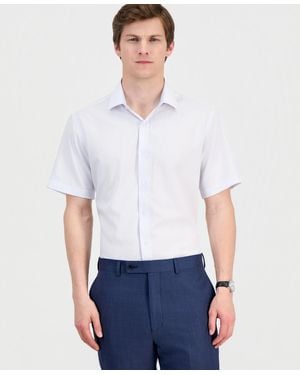 Dylan Park Slim-fit Performance Four-way Stretch Short-sleeve Dress Shirt - White