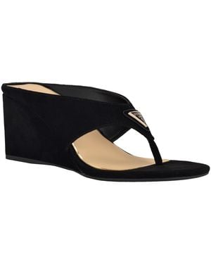 Guess Marchon Thong Slip-on Wedge Sandals - Black