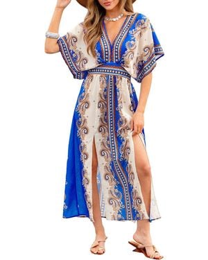 CUPSHE Can T Reach Me Floral Maxi Beach Dress - Blue