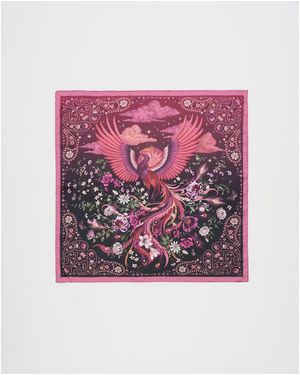 Fable England Eve Narrative Medium Square Scarf - Pink