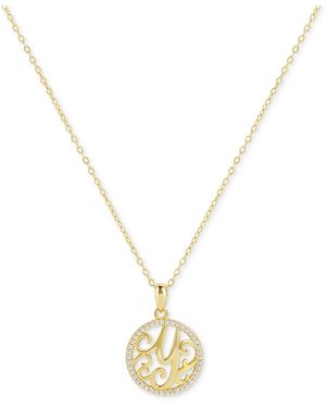 Giani Bernini Cubic Zirconia Y Initial Halo 18" Pendant Necklace - Metallic