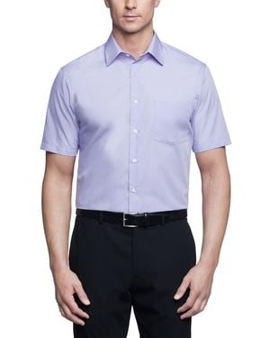 Van Heusen Poplin Solid Short-sleeve Dress Shirt - Blue