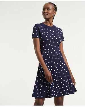 Isaac Mizrahi New York Polka Dot Flare Dress - Blue