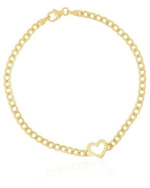 The Lovery Curb Heart Bracelet 14k Gold - Black