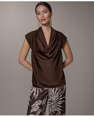 Donna Karan Cowl Neck Top - Brown