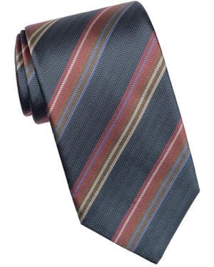 Elizabetta Murano Stripe Silk Tie - Blue