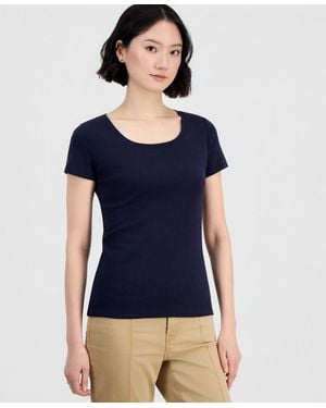 Nautica Cotton Short-sleeve Scoop-neck Tee - Blue