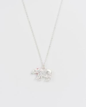 Fable England Cozy Polar Bear -plated Pendant Necklace - White