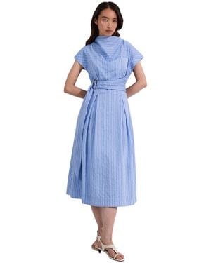 Karen Millen Belted Woven Midi Shirt Dress - Blue