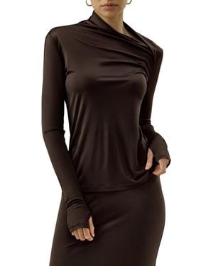 LILYSILK Slim Fitted Silk Jersey Long Sleeve Top - Black
