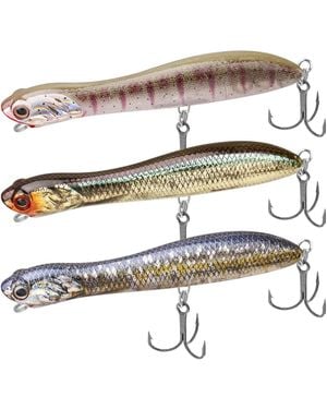 Gnuadz Top Water Plopper Fishing Lure Bkk Hooks Surface Wobble Bait - Metallic