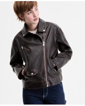 Sebby Faux-leather Moto Jacket - Gray
