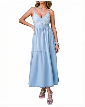 CUPSHE Malibu Girl Tropical Maxi Beach Dress - Blue