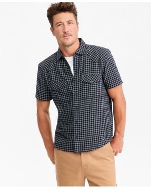 Sun & Stone Sun + Stone Short-sleeve Alfredo Mini Check Shirt - Blue