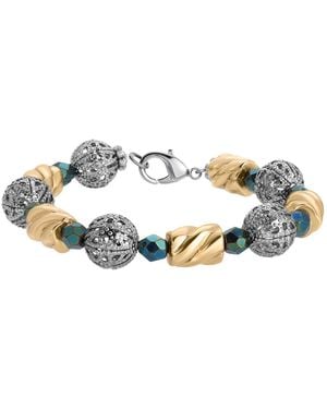 2028 Glass Acrylic Bead Link Bracelet - White