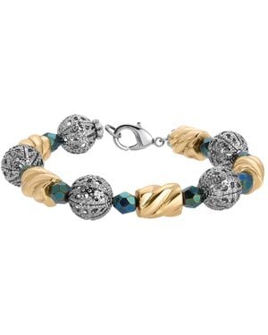 2028 Glass Acrylic Bead Link Bracelet - White