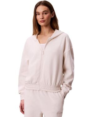Calvin Klein Brushed French Terry Full Zip Hoodie - Pink