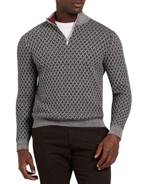 Ted Baker Dammon T-stitch Quarter-zip Funnel-neck Sweater - Gray
