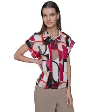 Karl Lagerfeld Printed Elastic Hem Shirt P Xs Xl - Red