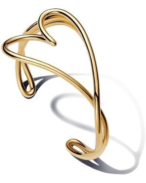 PANDORA Gold Plated Heart Shaped Bangle Bracelet - Metallic