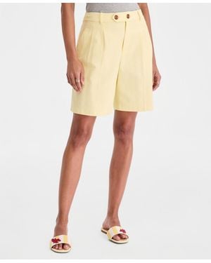 On 34th High-rise Linen-blend Bermuda Shorts - Yellow