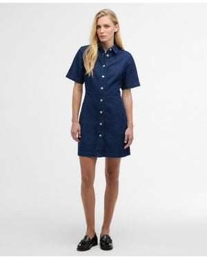 Barbour Maia Pointed-collar Mini Denim Dress - Blue