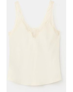 Mango Satin Lace Top - White