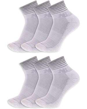 New Balance Cushioned Quarter Stretchy-knit Socks - Purple