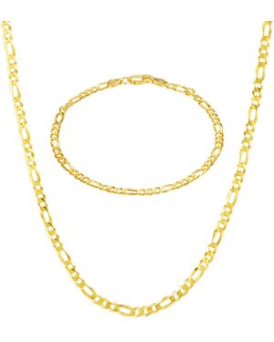 Giani Bernini Flat Filled Figaro Link Chain Necklace And Bracelet Set - Metallic