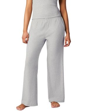 Gap Ribbed Mid-rise Lounge Pajama Pants - Gray