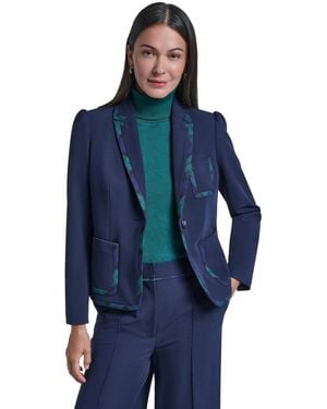 Tommy Hilfiger Framed Puff-sleeve Shoulder Padding Blazer - Blue