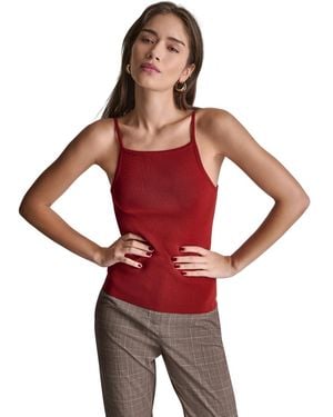 BCBGMAXAZRIA Square Neck Knit Top - Red