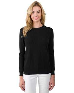 Jennie Liu 100% Pure Cashmere Long Sleeve Crew Neck Pullover Sweater - Black