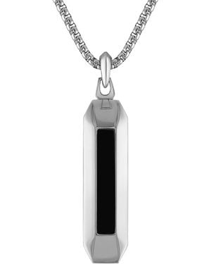 Bulova Stainless Steel Gemstone Pendant Necklace - White