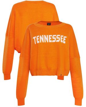 Hype and Vice Tennessee Volunteers Oversized Cropped Ivy Knit Pullover Sweater - Orange