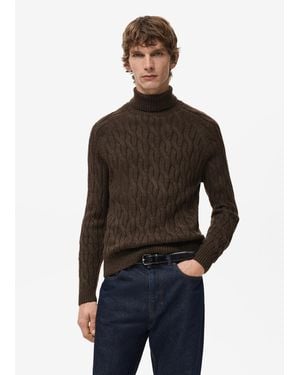 Mango Turtleneck Knit Sweater - Black