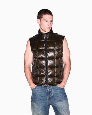 ARMANI EXCHANGE | Nylon Metllic Shine Down Vest - Gray