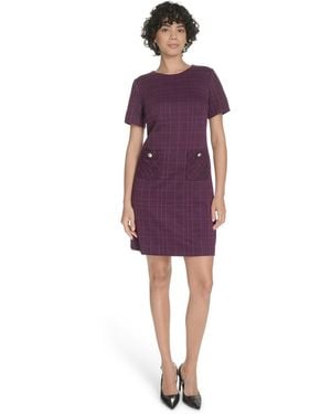 Tommy Hilfiger Short Sleeve Knit Shift Dress - Purple