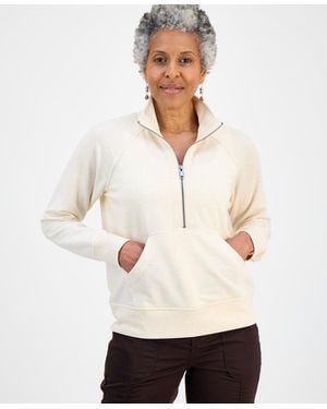 Style & Co. Petite Luxsoft Fleece French Terry Half-zip Sweatshirt - White
