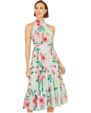 Yumi' Floral Halter Neck Midi Dress - White