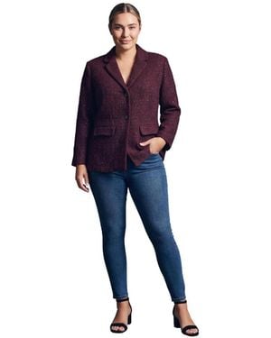 Avenue Plus Size Tegan Textured Tweed Blazer - Blue
