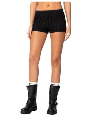 Edikted Phoebe Textured Knit Shorts - Blue
