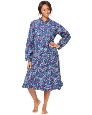 Only Neccessities Cotton Flannel Print Short Gown - Blue