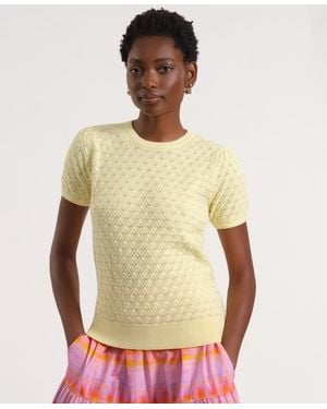 Isaac Mizrahi New York Short-sleeve Crewneck Sweater - Natural