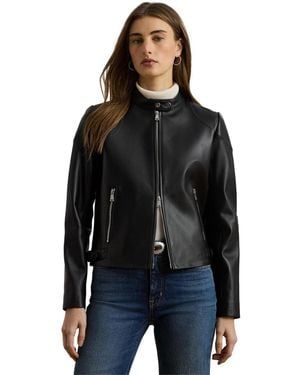 Ralph Lauren Lambskin Moto Jacket - Black