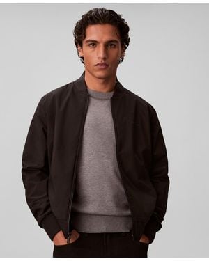 Calvin Klein Birdseye Round Collar Bomber Jacket - Black