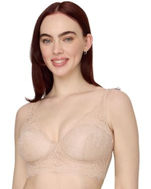 Maidenform Pure Comfort Lace & Mesh Longline Wireless Bralette Dm1188 - Natural