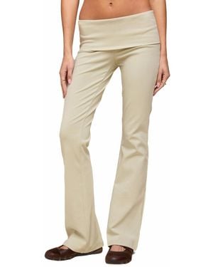 Edikted Ivanne Foldover Flared Pants - Natural